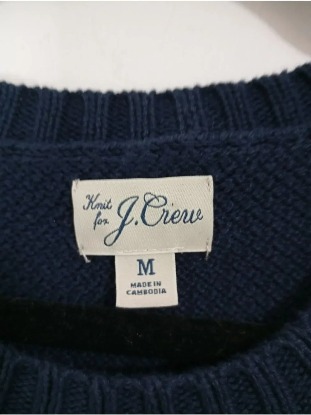 J. Crew Mens Navy Blue Cotton Crewneck Knit Sweater Size Medium Casual Layering